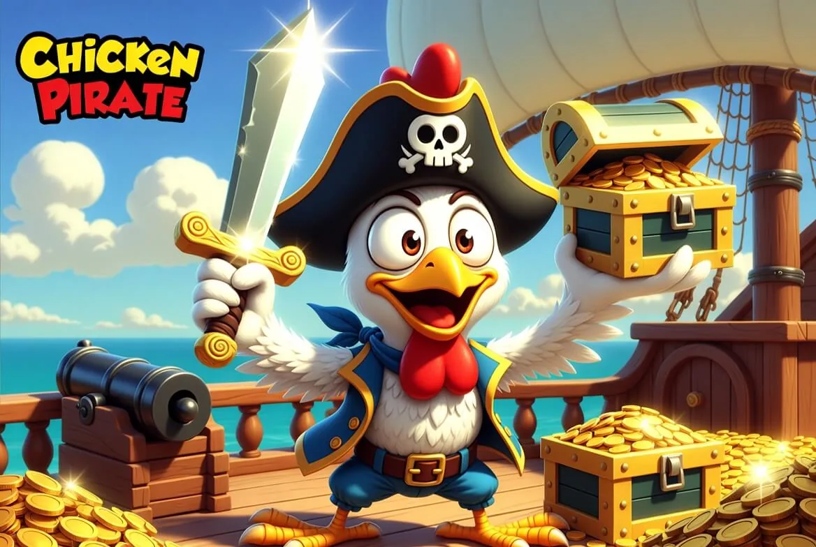 Chicken Pirate demo free-play screen showing the climbing multiplier