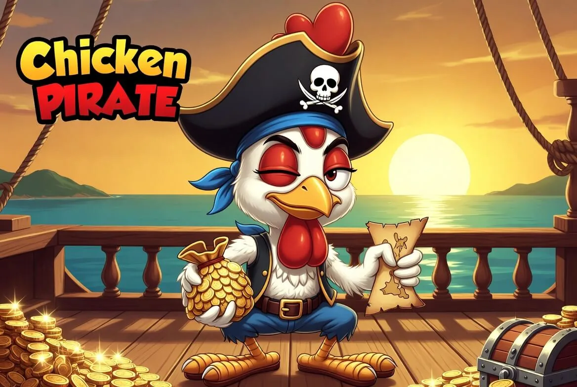 Chicken Pirate on a smartphone browser, pirate crash game on mobile